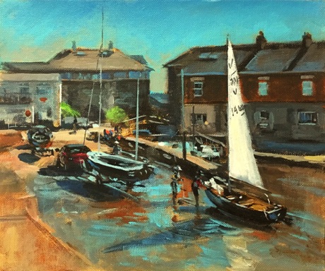 "Returning Boats, Lympstone"  30 x 25cm
£350 framed £295 unframed